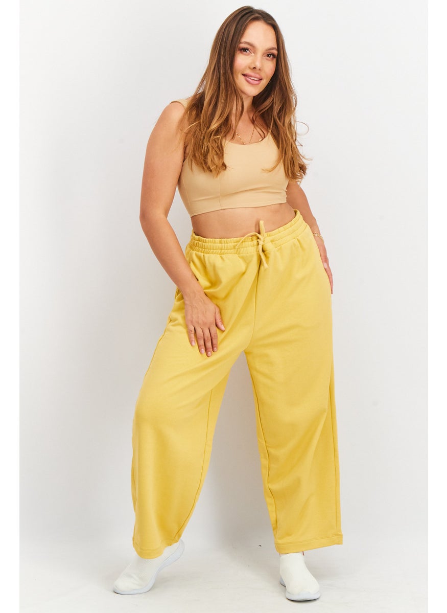 NAH/ Studio - Women Drawstring Pull-On Jogger Pants, Natural Yellow - Image 1