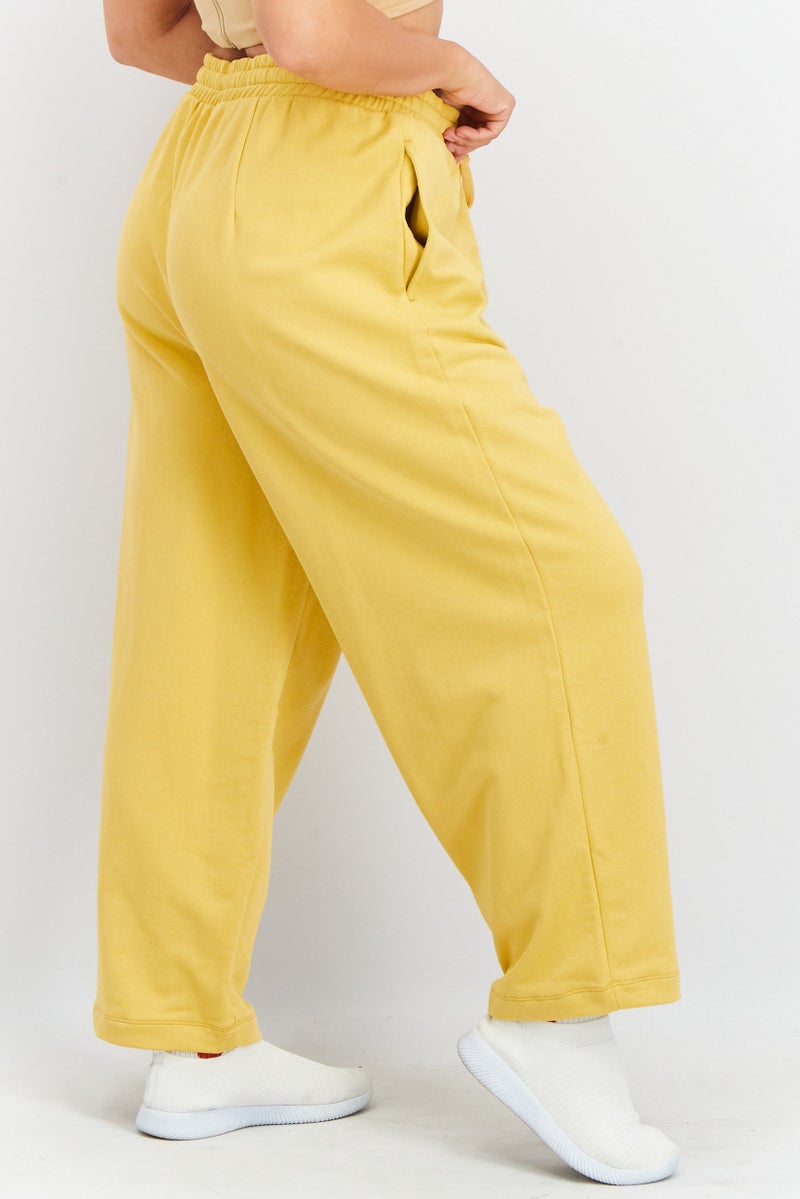 NAH/ Studio Women Drawstring Pull-On Jogger Pants, Natural Yellow - Image 2