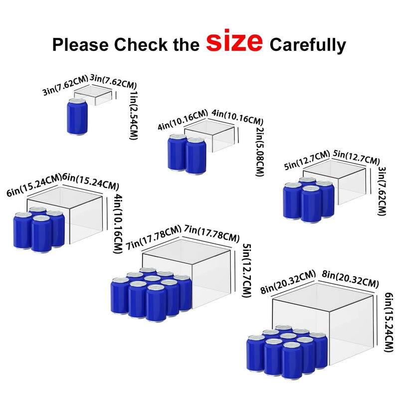 OKBHTS 6 Pcs Clear Acrylic Boxes for Display as Buffet Risers and Stands, Food Risers for Party, Table, Stands, including 8", 7", 6", 5", 4", 3" (Small, 6Pcs, Clear) - Image 3