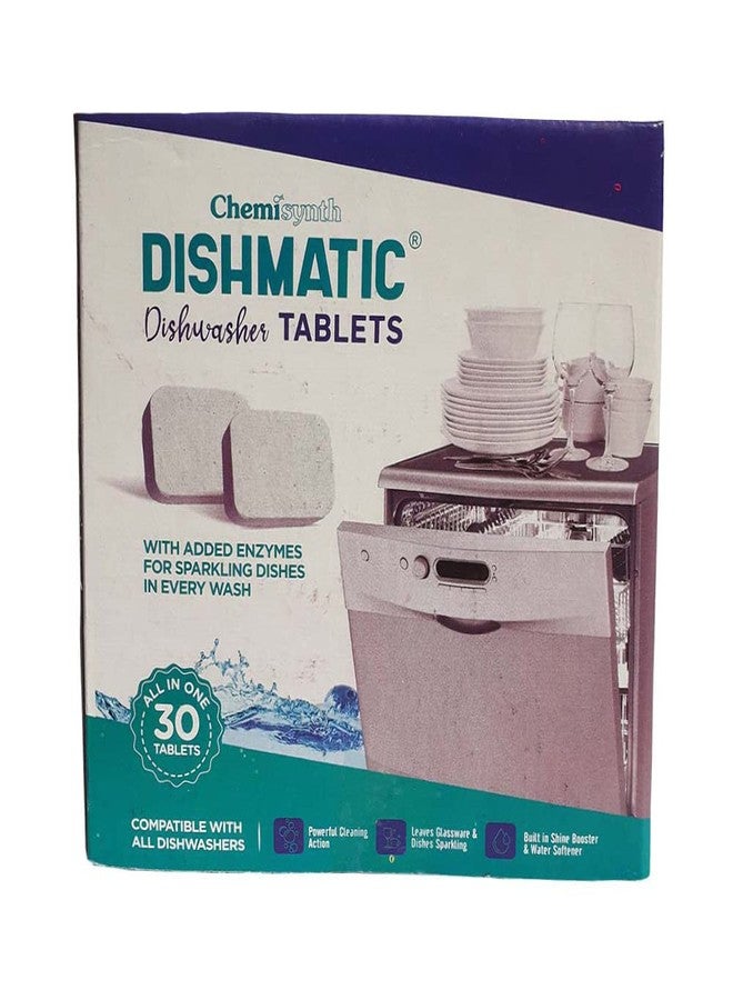 Dishmatic أقراص ديشماتيك لغسالة الصحون مع سائل الشطف والملح، أقراص سائلة لغسالة الصحون مع سائل الشطف والملح لأطباق نظيفة لامعة متوافقة مع جميع غسالات الصحون (30 قطعة * 250 مل * 1 كجم) - Image 2