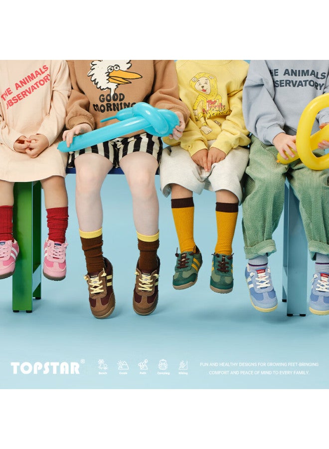 Topstar Kids Running Shoes Spring Boys Non-slip Sneakers Girls Casual Shoes Velcro Training Shoes Brown Size 25 - Image 2