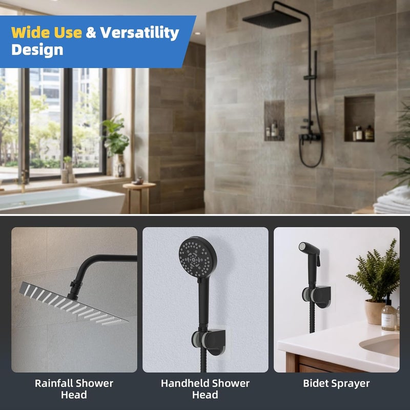 Hibbent All Metal 2 Pack Shower Head Flow Control Valve, G1/2 Brass Shut-off Valve with Metal Handle Lever, Shut OFF Water Flow Control Regulator for Handheld Shower, or Bidet Sprayer, Matte Black - Image 5