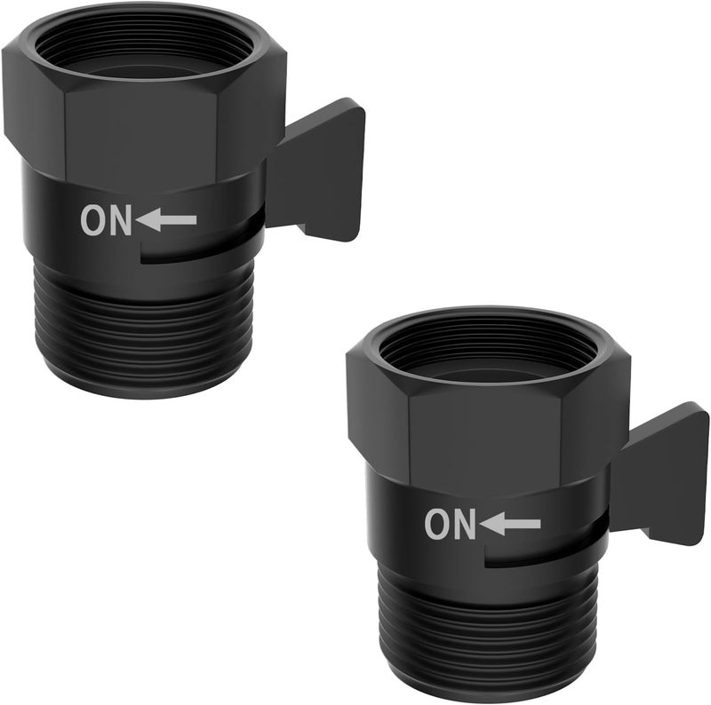 Hibbent All Metal 2 Pack Shower Head Flow Control Valve, G1/2 Brass Shut-off Valve with Metal Handle Lever, Shut OFF Water Flow Control Regulator for Handheld Shower, or Bidet Sprayer, Matte Black - Image 1