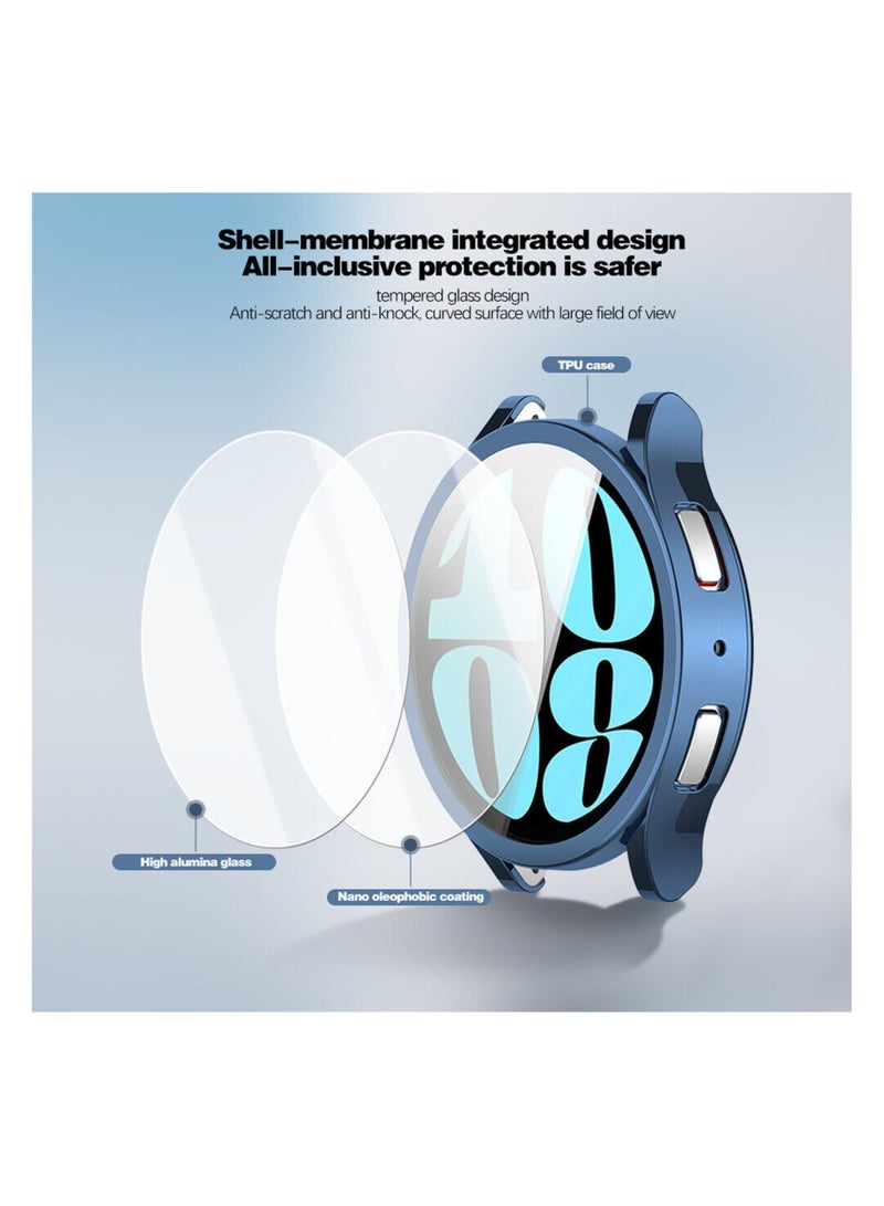 غطاء حماية للشاشة فائق الهجين مصمم لساعة سامسونج جالاكسي 6 (40 ملم) - أزرق - Image 2