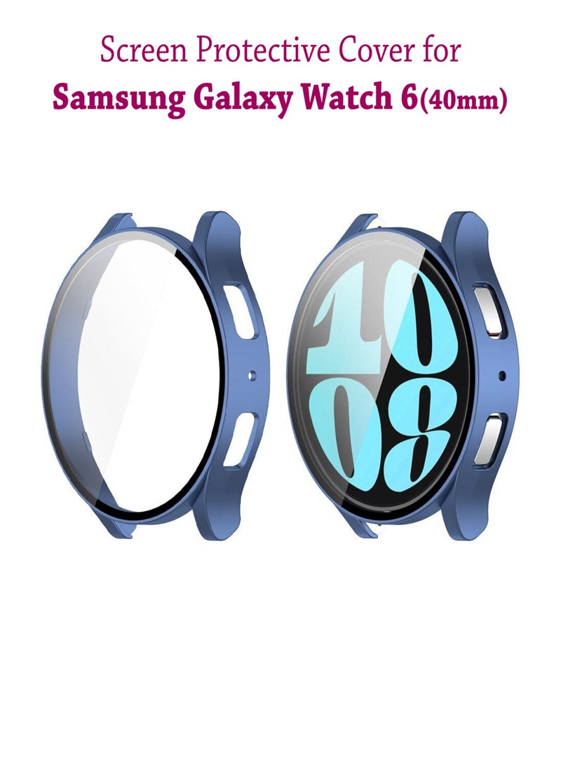 غطاء حماية للشاشة فائق الهجين مصمم لساعة سامسونج جالاكسي 6 (40 ملم) - أزرق - Image 1