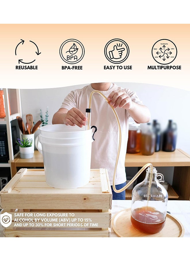 Generic - 35cm Auto Siphon Kit with Clamp and 125cm Hose Bottling Siphoning for Homebrew Drinks Beverages Liquids Carboy Jugs Bottle Filling - Image 1