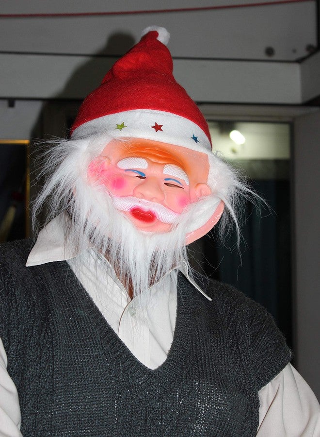 brown leaf� Christmas Santa Front Mask with Attached Cap For Christmas Party Celebration (Set Of 10) - Image 5