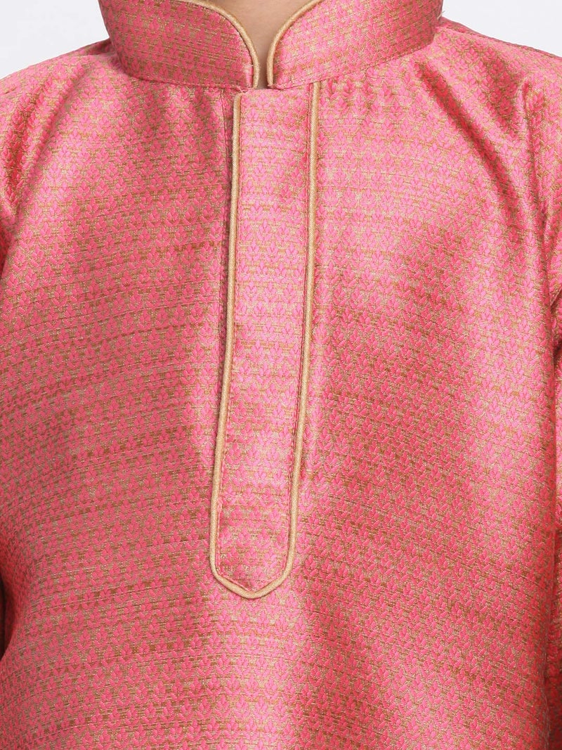 JBN Creation Vastramay Baby Boy's Cotton Silk Blend Kurta Pyjama Set_VASBK047PNnPRG_14 - Image 4