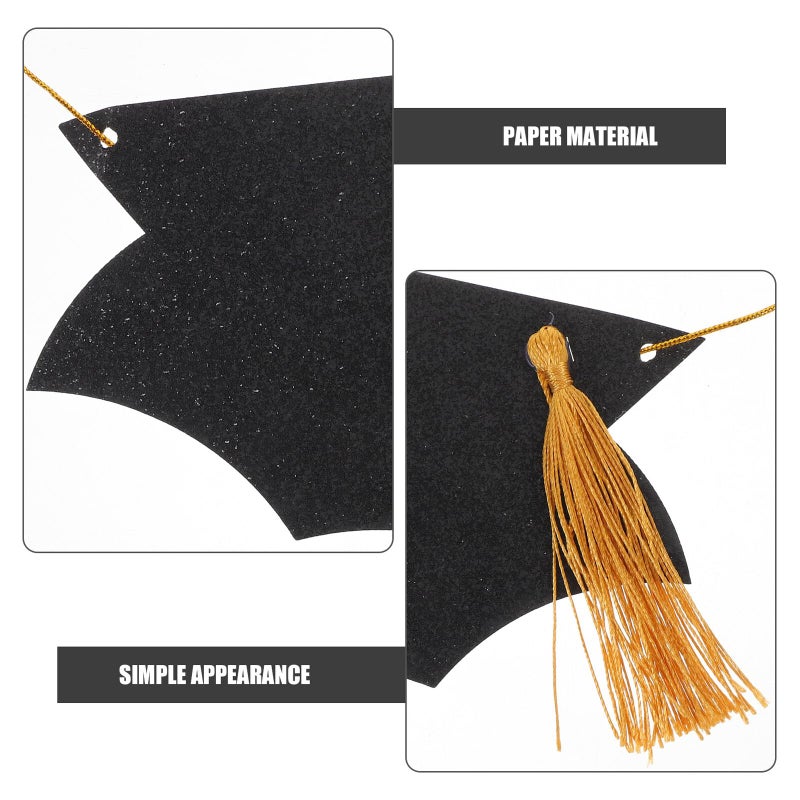 Graduation Cap Garland Banner with Black Tassel Pre Strung for College Grad Party Decorations - Image 4