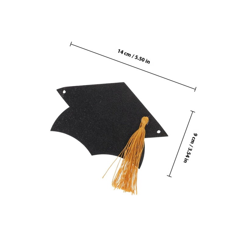 Graduation Cap Garland Banner with Black Tassel Pre Strung for College Grad Party Decorations - Image 3