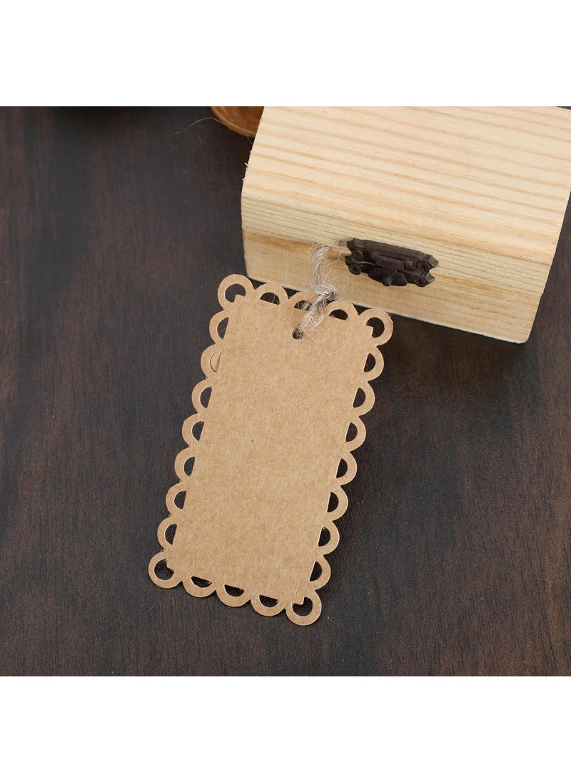 Atmiyamart Atmiyamart Scalloped Border Kraft Tag, Gift Tags Kraft Paper Tag DIY Craft Decorative Tags 50 Pcs Brown for Wedding Party Favors Baby Shower Birthday Christmas with Jute Twine  - Image 4