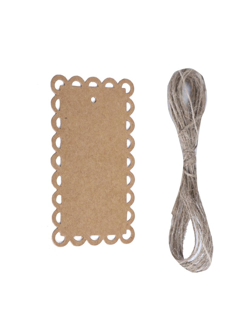Atmiyamart Atmiyamart Scalloped Border Kraft Tag, Gift Tags Kraft Paper Tag DIY Craft Decorative Tags 50 Pcs Brown for Wedding Party Favors Baby Shower Birthday Christmas with Jute Twine  - Image 1