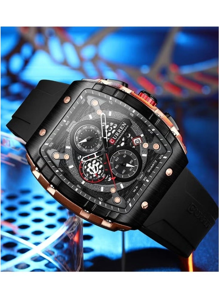 CURREN 8442 Original Brand Rubber Straps Wrist Watch For Men - Image 2