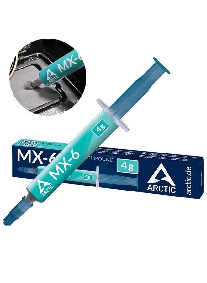 MX-6 (4g) Ultimate Performance Thermal Paste, Laptop Graphics Card Heat Dissipation Paste, Long Durability, Safe Application, Suitable For CPU, Gaming Consoles, Graphics Cards, Laptops