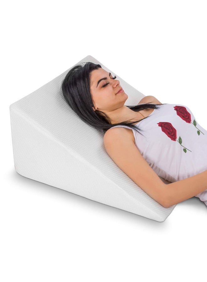 Abco Tech وسادة Abco Bed Wedge للنوم - الجزء العلوي من الإسفنج الذكي - يقلل من آلام الرقبة والظهر والشخير والارتجاع الحمضي ومشاكل الجهاز التنفسي - مثالية للنوم والقراءة ورفع الراحة - غطاء قابل للغسل - 12 بوصة  - Image 1