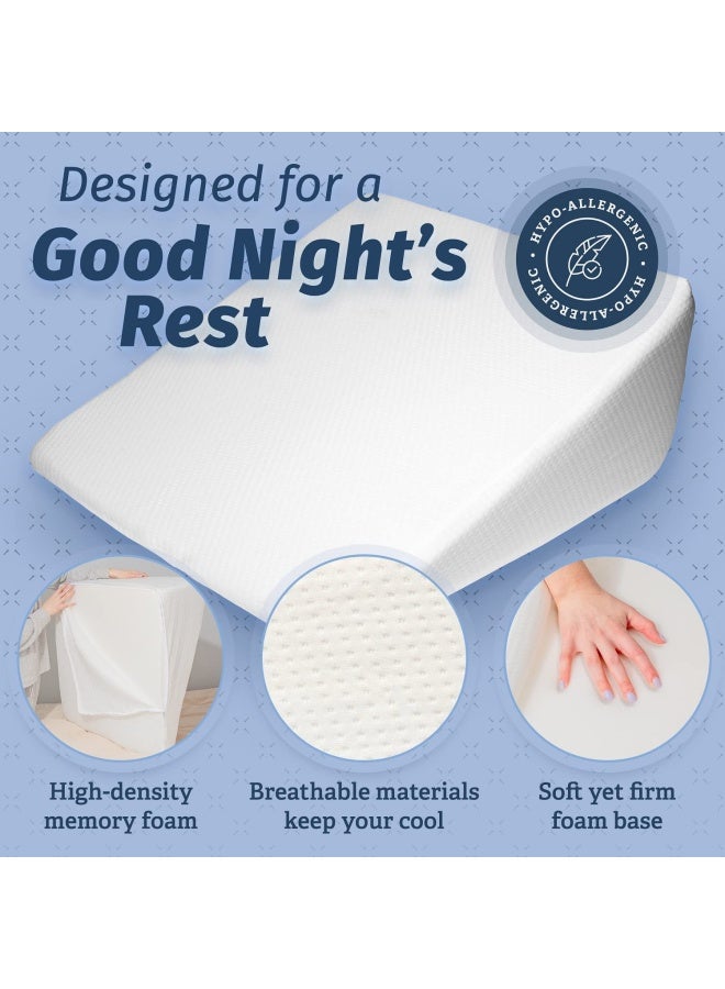 Abco Tech وسادة Abco Bed Wedge للنوم - الجزء العلوي من الإسفنج الذكي - يقلل من آلام الرقبة والظهر والشخير والارتجاع الحمضي ومشاكل الجهاز التنفسي - مثالية للنوم والقراءة ورفع الراحة - غطاء قابل للغسل - 12 بوصة  - Image 5