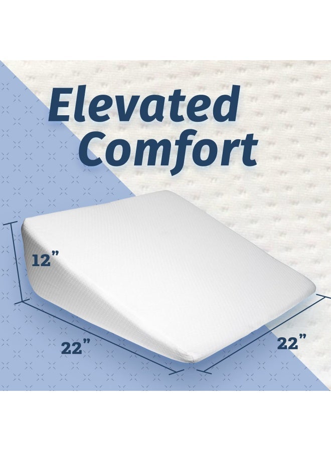 Abco Tech وسادة Abco Bed Wedge للنوم - الجزء العلوي من الإسفنج الذكي - يقلل من آلام الرقبة والظهر والشخير والارتجاع الحمضي ومشاكل الجهاز التنفسي - مثالية للنوم والقراءة ورفع الراحة - غطاء قابل للغسل - 12 بوصة  - Image 2