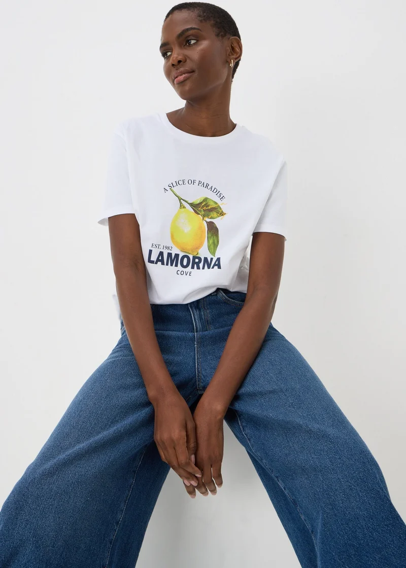 Matalan White Graphic Lemon T-Shirt
