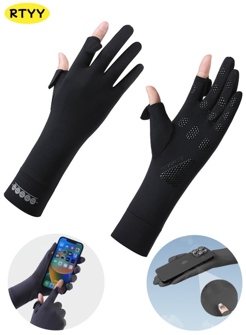 RTYY قفازات نسائية،قفاز سواقة،قلفزات سواقه،قفازات الحماية من الشمس،قفازات صيفية طويلة مضادة للانزلاق، مزودة بشاشة لمس كاملة الأصابع، ومناسبة للقيادة في الصيف، وركوب الخيل، وصيد الأسماك، ولعب الجولف، والأنشطة الخارجية. - Image 1