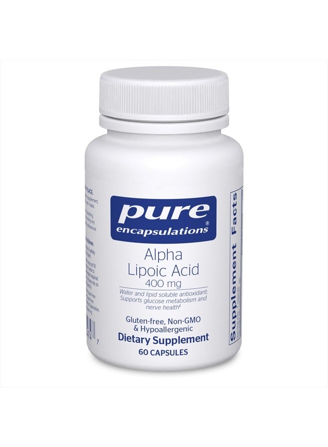 Pure Encapsulations Alpha Lipoic Acid 400 mg | ALA Supplement for Liver Support, Antioxidants, Nerve and Cardiovascular Health, Free Radicals, and Carbohydrate Support* | 60 Capsules - Image 1