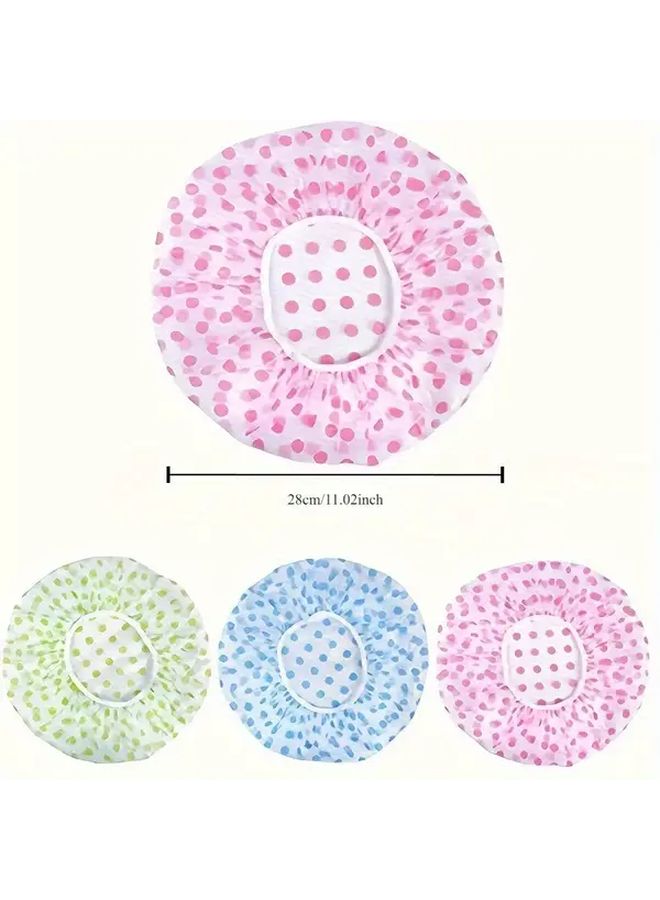 Set Of 5 EVA Plastic Shower Caps With Floral Print For Salon Spa And Home Use - Image 4