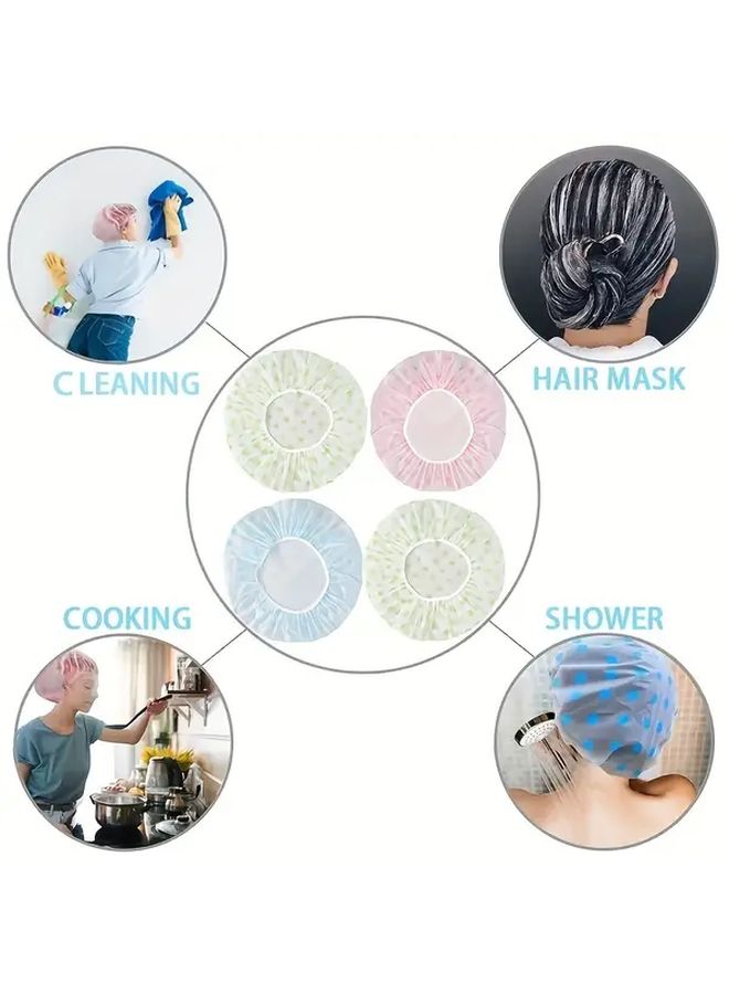 Set Of 5 EVA Plastic Shower Caps With Floral Print For Salon Spa And Home Use - Image 3
