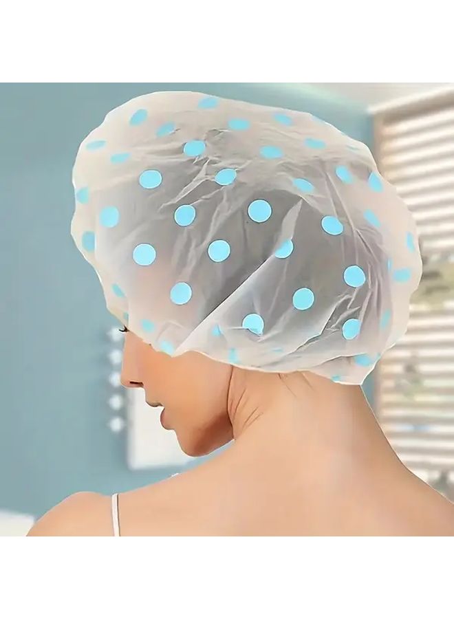 Set Of 5 EVA Plastic Shower Caps With Floral Print For Salon Spa And Home Use - Image 1