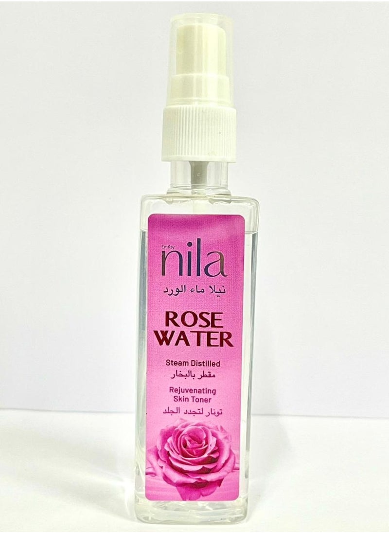 NILA Pure Rose Water 100ml – Natural Hydrating Toner for Sensitive Skin & Pore Tightening  - Image 1