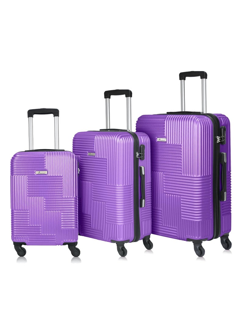SENATOR Hard Shell Travel Bags Trolley Luggage Set of 3 Piece Suitcase for Unisex ABS Lightweight with 4 Spinner Wheels KH110 Violet - Image 1