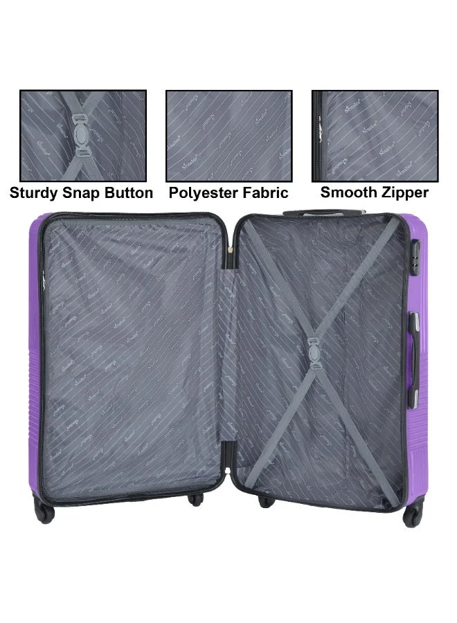 SENATOR Violet Hard Shell Travel Bags Trolley Luggage Set of 3 Piece Suitcase for Unisex ABS Lightweight with 4 Spinner Wheels KH110 Violet  | Best Price UAE