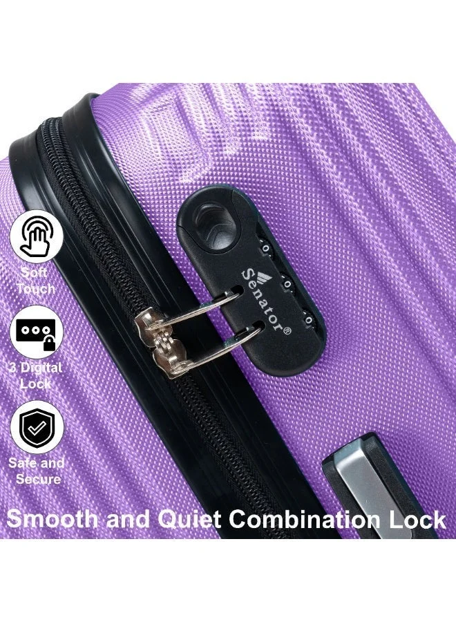 SENATOR Violet Hard Shell Travel Bags Trolley Luggage Set of 3 Piece Suitcase for Unisex ABS Lightweight with 4 Spinner Wheels KH110 Violet  | Best Price UAE