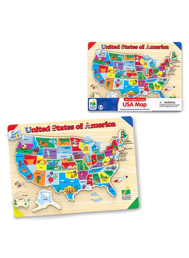 The Learning Journey Lift & Learn Puzzle - USA Map Puzzle for Kids - Preschool Toys & Gifts for Boys & Girls Ages 3 and Up - United States Puzzle for Kids - Award Winning Toys - Image 1