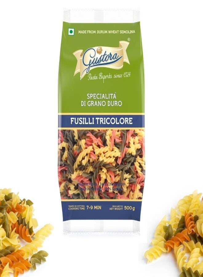 GUSTORA Healthy Trio Fusilli Pasta 500g I Made of Durum Wheat Semolina I Rich in Protein & Fibre I Zero cholesterol I Vegetarian I No Trans-Fat I Cooking Time 10 Min (500g) - Image 5