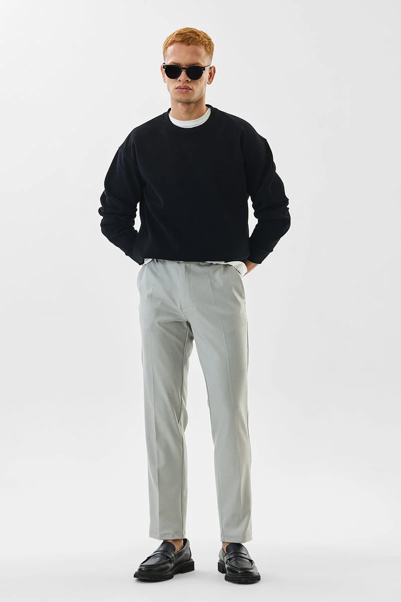 SNITCH Light Grey Light Grey Textured Slim Fit Formal Trousers for Men | Best Price UAE