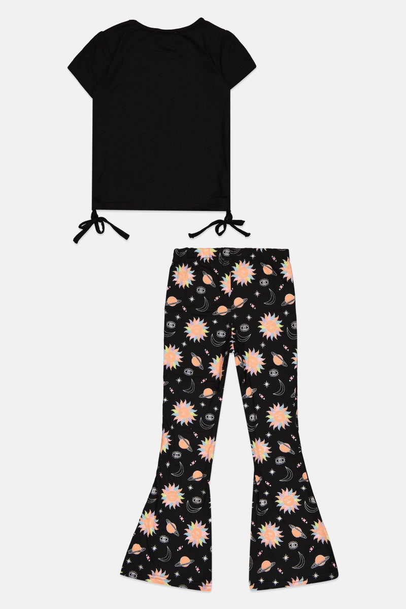 Freestyle طقم بنات أطفال مكون من 2 قطعة بطباعة جرافيك، متعدد الألوان - Image 2