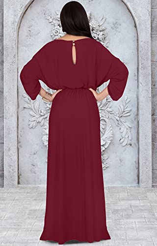 KOH KOH Plus Size Womens Long Flowy Casual Short Half Sleeve with Sleeves Fall Winter Floor Length Evening Modest A-line Formal Maternity Gown Gowns Maxi Dress Dresses, Crimson Dark Red XL 14-16 - Image 5