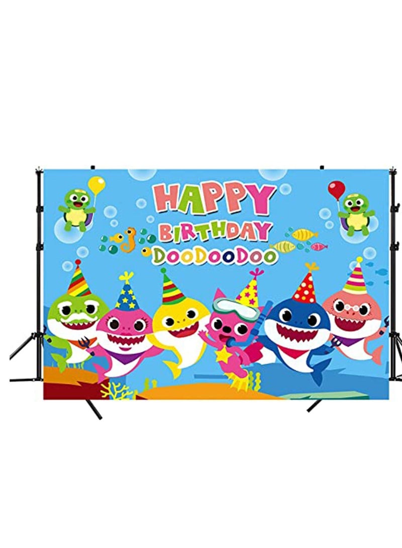 NIBEMINENT Baby Shark Birthday Party Supplies and Decorations 5X3 FT Ocean Photo Background Banner Backdrop for Boy Girl Shower Kids Bedroom Wall Decor Can be Used as Picnic Cloth, Curtain - Image 3