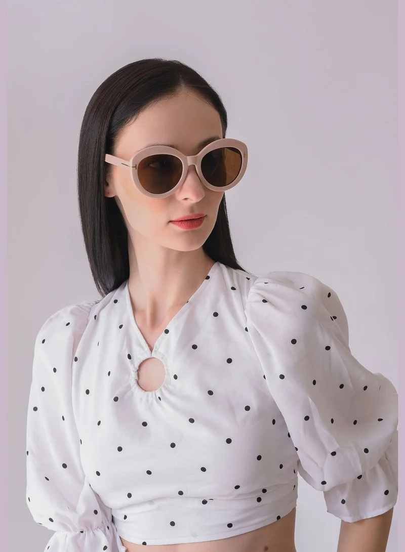 Haute Sauce Women Brown Lens Brown Round Sunglasses