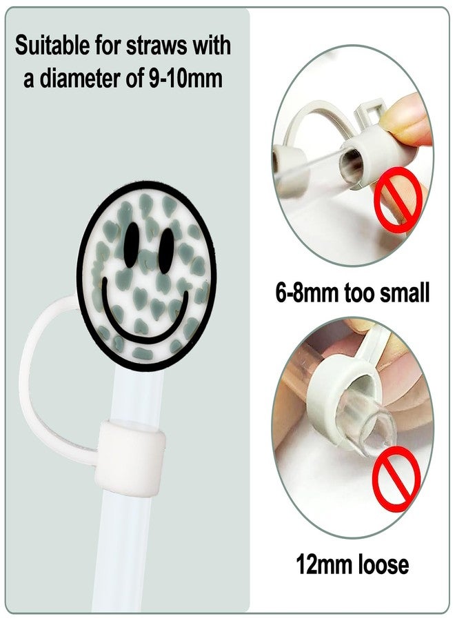 وولاين مجموعة أغطية شفاطات من السيليكون قابلة لإعادة الاستخدام من والين، بتصميم وجه مبتسم بنقشة جلد النمر، 4 قطع، دائرية الشكل، بنمط مزدوج الجوانب، مقاس 10 مم (0.4 بوصة)، مناسبة لأكواب سعة 30 و40 أونصة بمقبض. - Image 3