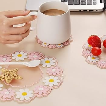 Puno Multifunctional Kitchen Silicon mat, Hot Pot Holder/Dining Table mat/Hot Mat/mat Finish Trivet/Place mat (Pink - 3 piece Set SML) - Image 5