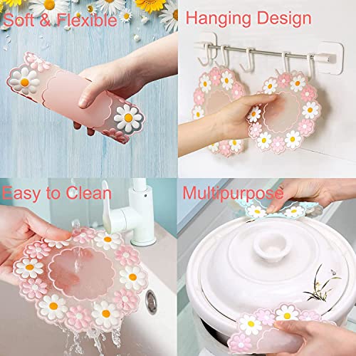 Puno Multifunctional Kitchen Silicon mat, Hot Pot Holder/Dining Table mat/Hot Mat/mat Finish Trivet/Place mat (Pink - 3 piece Set SML) - Image 3