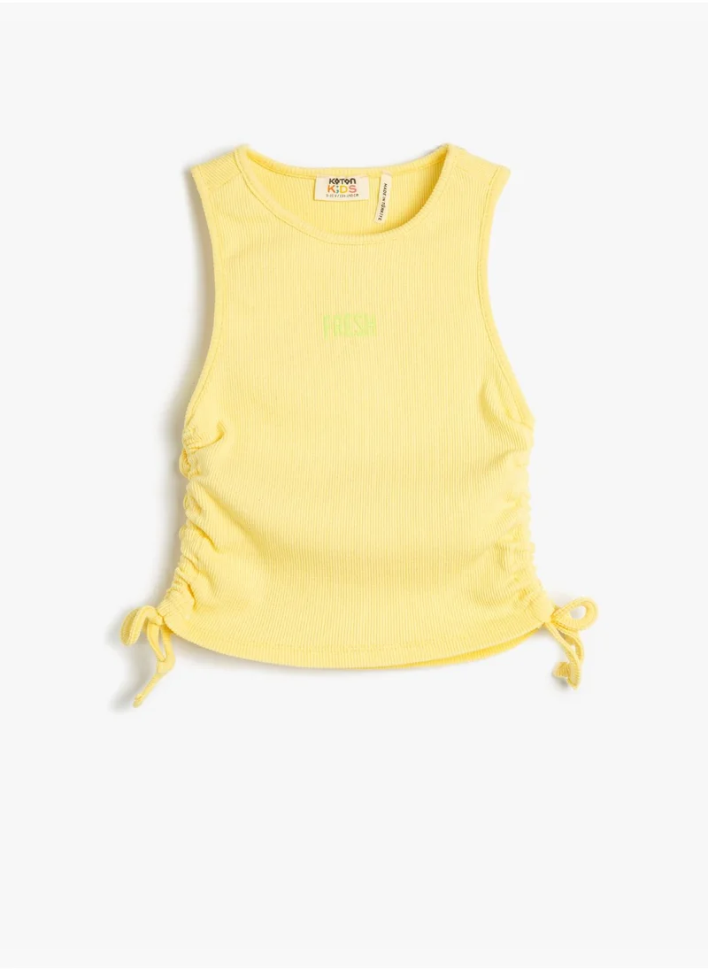 كوتون Crop Tank Top Sleeveless Side Tie Detail Round Collar