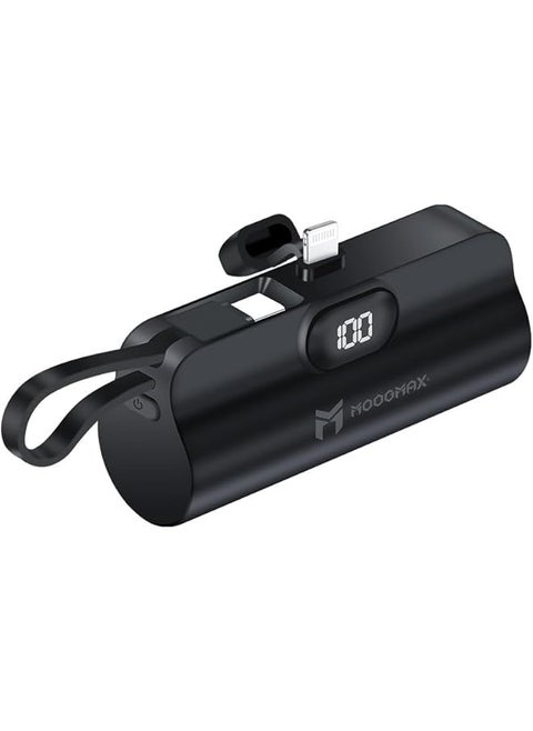 Power Bank 5 000Mah 20W Mini Portable Charger Built In Foldable 1 X Usb C Connector And 1 For Lightning Connector Compact And Portable Charger Led Display For Iphone Ipad Airpods