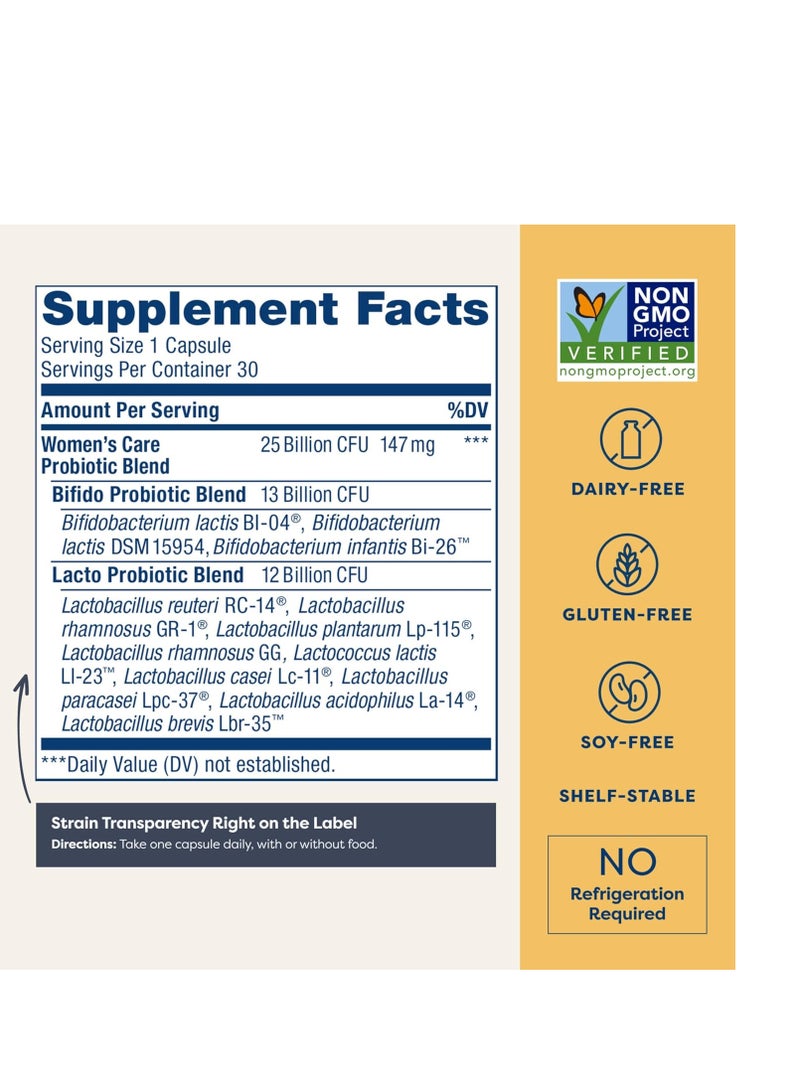 كبسولات بروبيوتيك للنساء، تدعم توازن درجة الحموضة للنساء 25 مليار وحدة تشكيل مستعمرة 30 كبسولة 30 حصة - Image 2