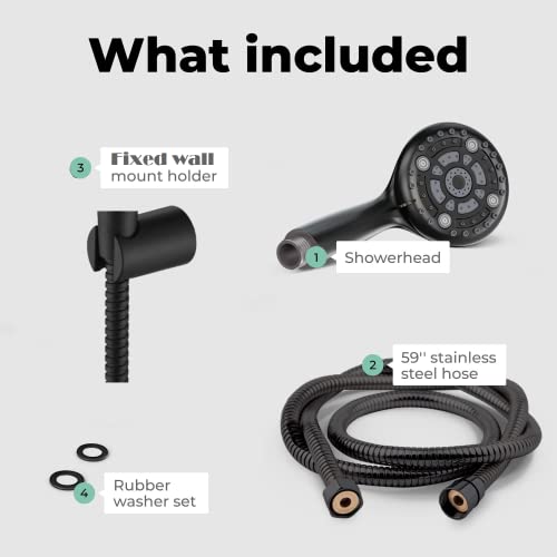 Marcoware ABS Multi Function 6 Mode Bathroom Hand Shower set with Mist,Massage & Rain functions with Steel flexible tube Pipe 1.5 Meters & Hook, Black Finish - Image 3