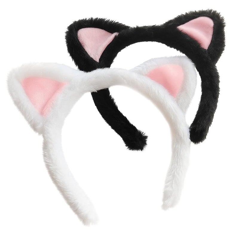 Plush cat ear headband two pairs - adult children universal role play makeup yoga photo props headband - Image 1