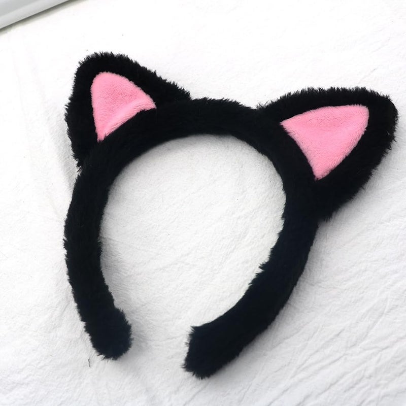 Plush cat ear headband two pairs - adult children universal role play makeup yoga photo props headband - Image 5