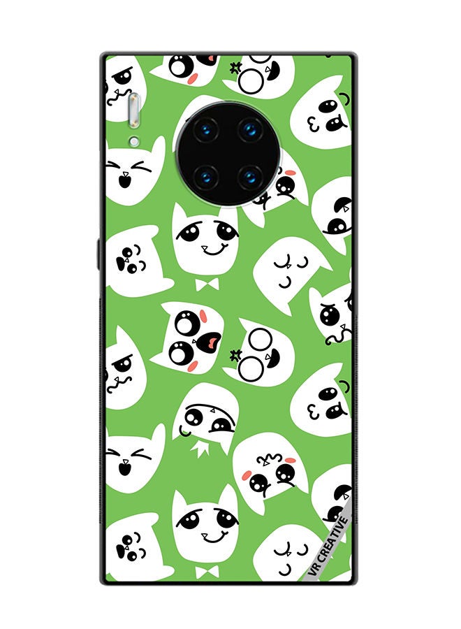VR CREATIVE Protective Case Cover For Huawei Mate 30 Pro Doodle Cat Emoticons Design Multicolour - Image 1