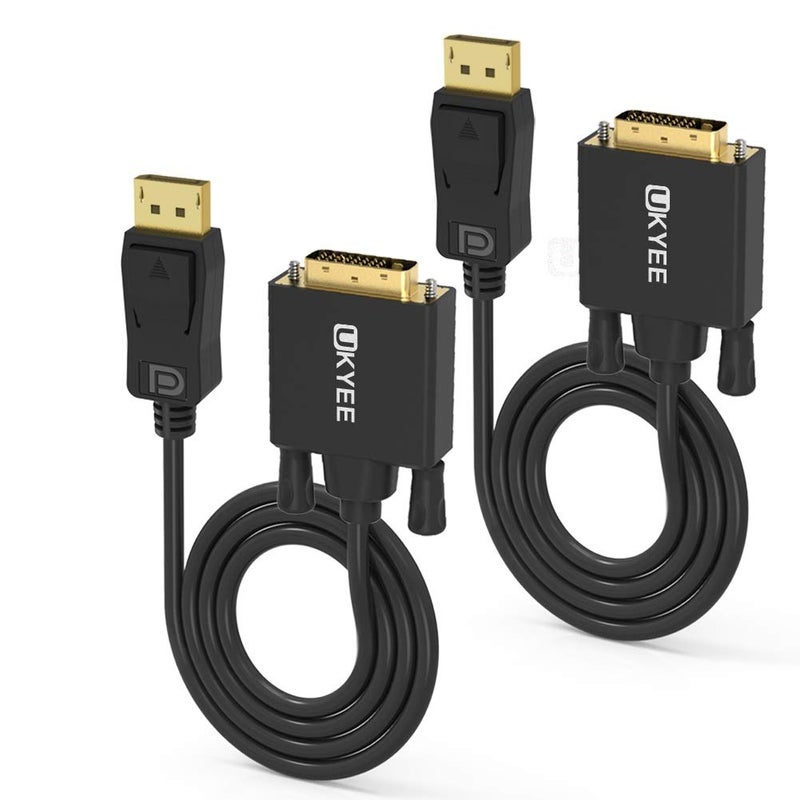 UKYEE Displayport to DVI Cable 3ft 2-Pack，Display Port (DP) to DVI Cord Adapter for Computer Monitor Projector - Image 1
