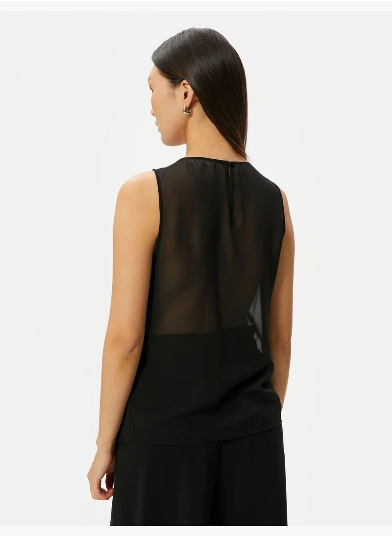 كوتون Asymmetric Cut Sleeveless Blouse